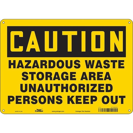 Condor Safety Sign, 10 in Height, 14 in Width, Polyethylene, Horizontal Rectangle, English, 472K62 472K62