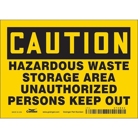 Condor Safety Sign, 5 in Height, 7 in Width, Vinyl, Horizontal Rectangle, English, 472K64 472K64