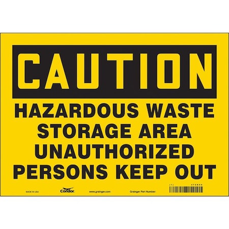 Condor Safety Sign, 10 in Height, 14 in Width, Vinyl, Horizontal Rectangle, English, 472K66 472K66