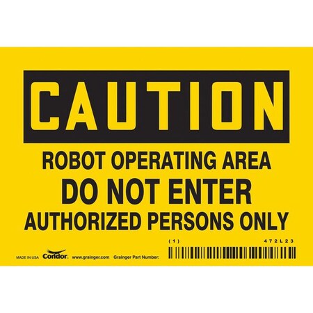 Condor Safety Sign, 3 1/2 in Height, 5 in Width, Vinyl, Horizontal Rectangle, English, 472L23 472L23