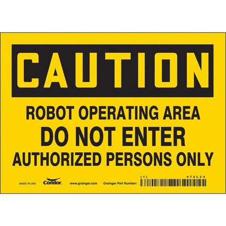 Condor Safety Sign, 5 in Height, 7 in Width, Vinyl, Horizontal Rectangle, English, 472L24 472L24