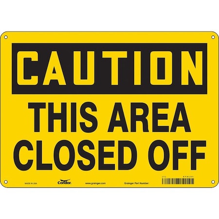 Condor Safety Sign, 10 in Height, 14 in Width, Polyethylene, Horizontal Rectangle, English, 472L31 472L31