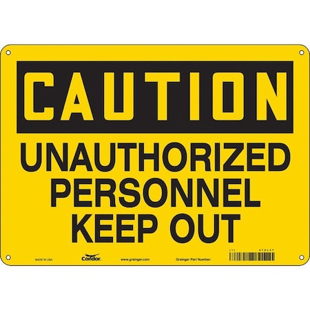 Condor Safety Sign, 10 in Height, 14 in Width, Aluminum, Horizontal Rectangle, English, 472L37 472L37