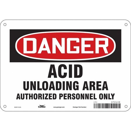 Condor Safety Sign, 7 in Height, 10 in Width, Polyethylene, Vertical Rectangle, English, 472L46 472L46