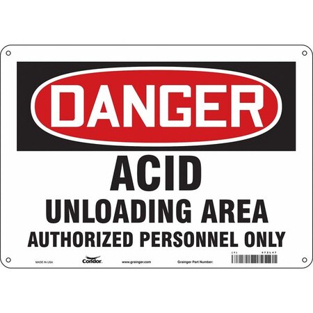 Condor Safety Sign, 10 in Height, 14 in Width, Polyethylene, Horizontal Rectangle, English, 472L47 472L47