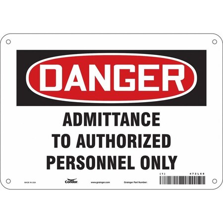 Condor Safety Sign, 7 in Height, 10 in Width, Polyethylene, Vertical Rectangle, English, 472L68 472L68