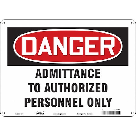 Condor Safety Sign, 10 in Height, 14 in Width, Polyethylene, Horizontal Rectangle, English, 472L69 472L69