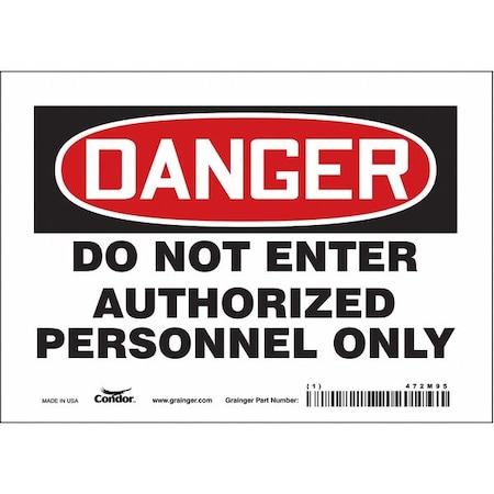 Condor Safety Sign, 5 in Height, 7 in Width, Vinyl, Horizontal Rectangle, English, 472M95 472M95
