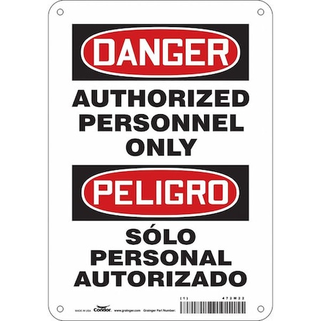 Condor Safety Sign, 10 in Height, 7 in Width, Aluminum, Horizontal Rectangle, English, Spanish, 472M22 472M22