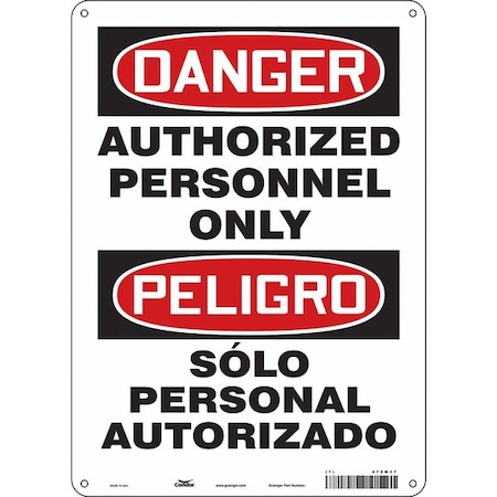Condor Safety Sign, 14 in Height, 10 in Width, Vinyl, Vertical Rectangle, English, Spanish, 472M27 472M27