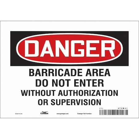 Condor Safety Sign, 7 in Height, 10 in Width, Vinyl, Vertical Rectangle, English, 472M41 472M41