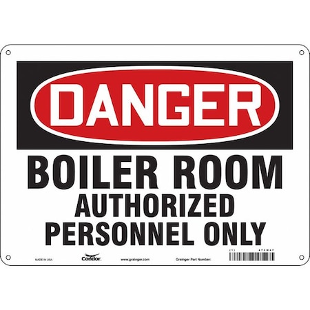 Condor Safety Sign, 10 in Height, 14 in Width, Polyethylene, Horizontal Rectangle, English, 472M47 472M47