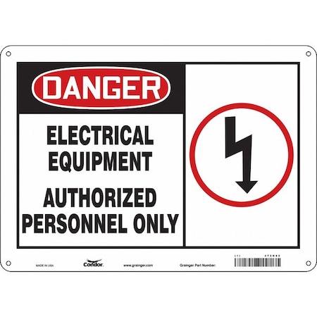 Zoro Select Safety Sign, 10 in Height, 14 in Width, Fiberglass, Horizontal Rectangle, English 472N82