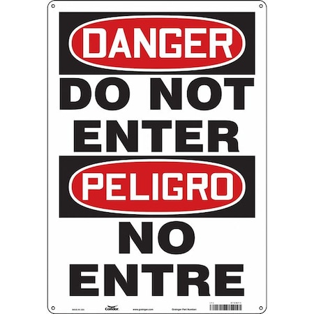 Condor Safety Sign, 20 in H, 14 in W, Aluminum, Vertical Rectangle, English, Spanish, 472N71 472N71