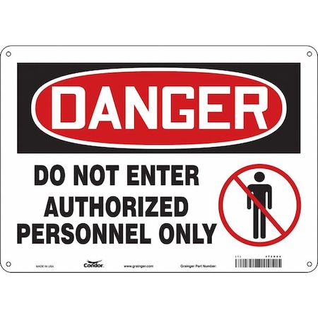 CONDOR Safety Sign, 10 in Height, 14 in Width, Polyethylene, Horizontal Rectangle, English, 472N04 472N04