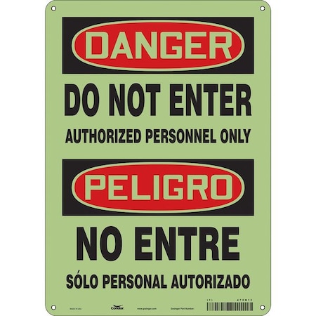 Condor Safety Sign, 14 in Height, 10 in Width, Polyethylene, Vertical Rectangle, English, Spanish, 472N12 472N12