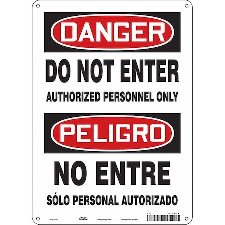 Condor Safety Sign, 14 in Height, 10 in Width, Vinyl, Vertical Rectangle, English, Spanish, 472N18 472N18