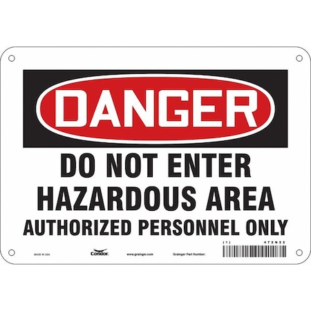 Condor Safety Sign, 7 in Height, 10 in Width, Polyethylene, Vertical Rectangle, English, 472N22 472N22