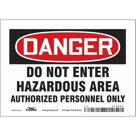Condor Safety Sign, 5 in Height, 7 in Width, Vinyl, Horizontal Rectangle, English, 472N24 472N24