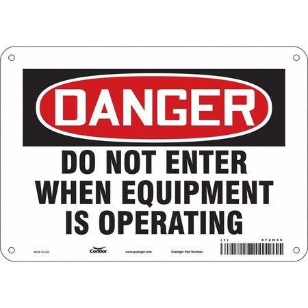 Condor Safety Sign, 7 in Height, 10 in Width, Polyethylene, Vertical Rectangle, English, 472N35 472N35