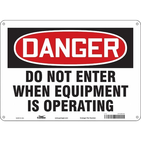 Condor Safety Sign, 10 in Height, 14 in Width, Polyethylene, Horizontal Rectangle, English, 472N36 472N36