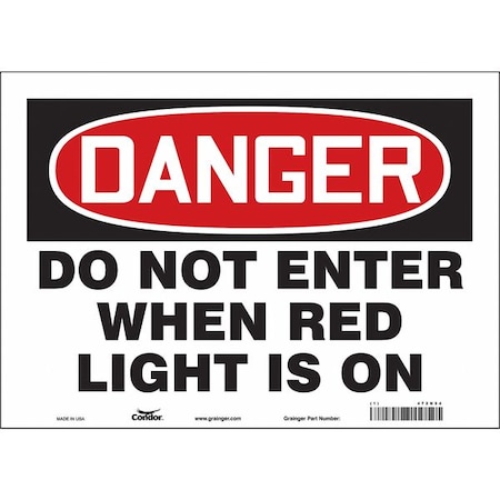 Condor Safety Sign, 10 in Height, 14 in Width, Vinyl, Horizontal Rectangle, English, 472N54 472N54