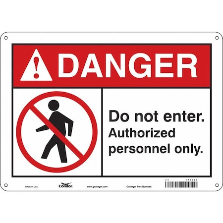 Condor Safety Sign, 10 in Height, 14 in Width, Aluminum, Horizontal Rectangle, English, 472N63 472N63
