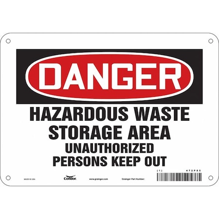 Condor Safety Sign, 7 in Height, 10 in Width, Polyethylene, Vertical Rectangle, English, 472P85 472P85