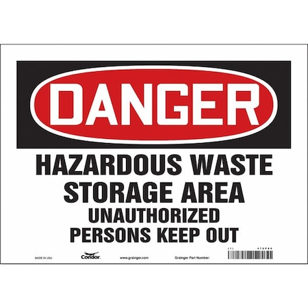 Condor Safety Sign, 10 in Height, 14 in Width, Vinyl, Horizontal Rectangle, English, 472P89 472P89