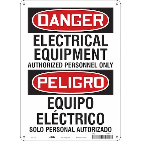 Condor Safety Sign, 14 in Height, 10 in Width, Polyethylene, Vertical Rectangle, English, Spanish, 472P13 472P13