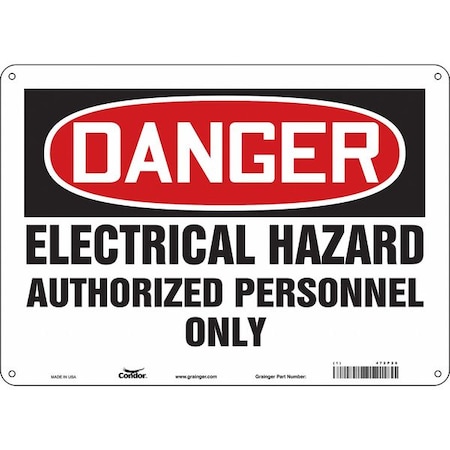 Condor Safety Sign, 10 in Height, 14 in Width, Polyethylene, Horizontal Rectangle, English, 472P26 472P26