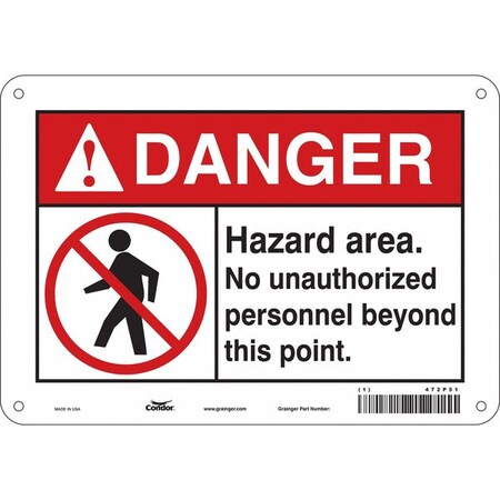 Condor Safety Sign, 7 in Height, 10 in Width, Polyethylene, Vertical Rectangle, English, 472P51 472P51