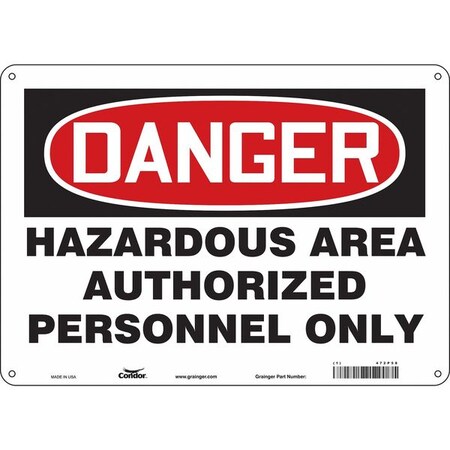 Condor Safety Sign, 10 in Height, 14 in Width, Polyethylene, Horizontal Rectangle, English, 472P58 472P58