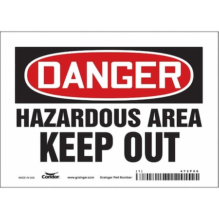 Condor Safety Sign, 5 in Height, 7 in Width, Vinyl, Horizontal Rectangle, English, 472P66 472P66