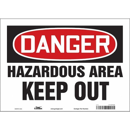Condor Safety Sign, 10 in Height, 14 in Width, Vinyl, Horizontal Rectangle, English, 472P68 472P68
