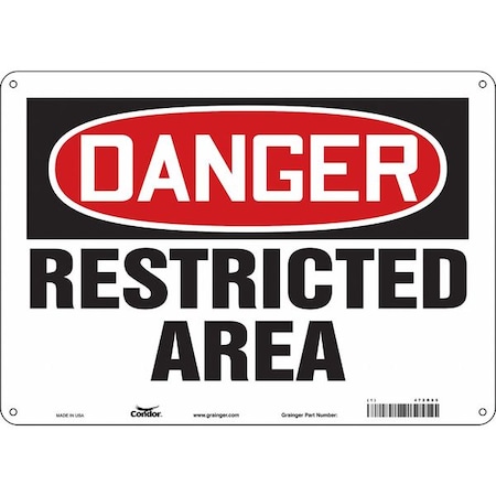 Condor Safety Sign, 10 in Height, 14 in Width, Aluminum, Horizontal Rectangle, English, 472R85 472R85