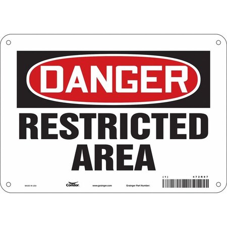 Condor Safety Sign, 7 in Height, 10 in Width, Polyethylene, Vertical Rectangle, English, 472R87 472R87
