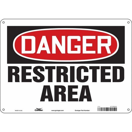 Condor Safety Sign, 10 in Height, 14 in Width, Polyethylene, Horizontal Rectangle, English, 472R88 472R88