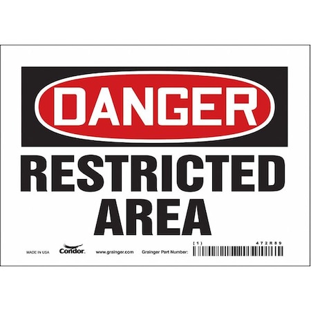Condor Safety Sign, 5 in Height, 7 in Width, Vinyl, Horizontal Rectangle, English, 472R89 472R89