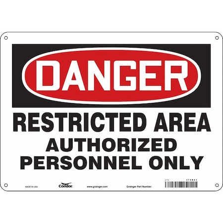 Condor Safety Sign, 10 in Height, 14 in Width, Aluminum, Horizontal Rectangle, English, 472R93 472R93