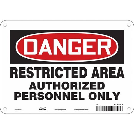 Condor Safety Sign, 7 in Height, 10 in Width, Polyethylene, Vertical Rectangle, English, 472R95 472R95