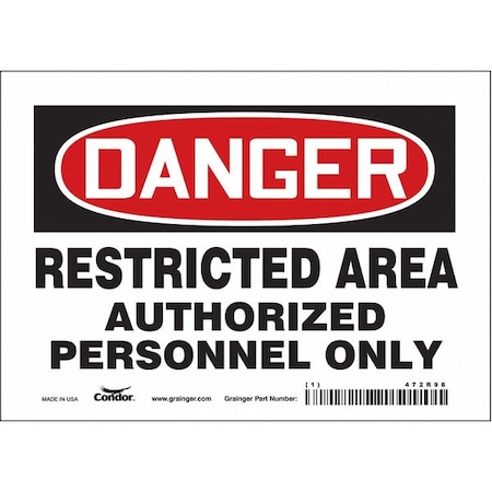 Condor Safety Sign, 5 in Height, 7 in Width, Vinyl, Horizontal Rectangle, English, 472R98 472R98