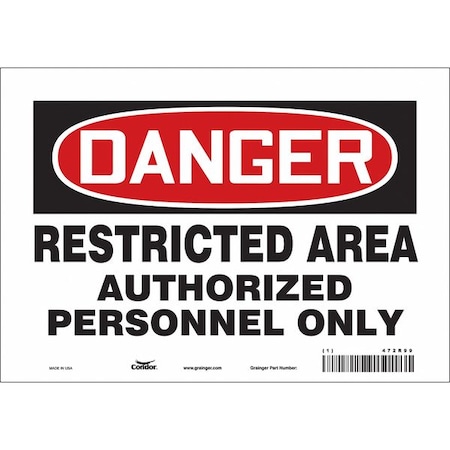 Condor Safety Sign, 7 in Height, 10 in Width, Vinyl, Vertical Rectangle, English, 472R99 472R99