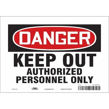 Condor Safety Sign, 7 in Height, 10 in Width, Vinyl, Vertical Rectangle, English, 472R51 472R51