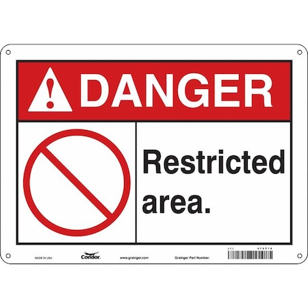 Condor Safety Sign, 10 in Height, 14 in Width, Polyethylene, Horizontal Rectangle, English, 472T18 472T18
