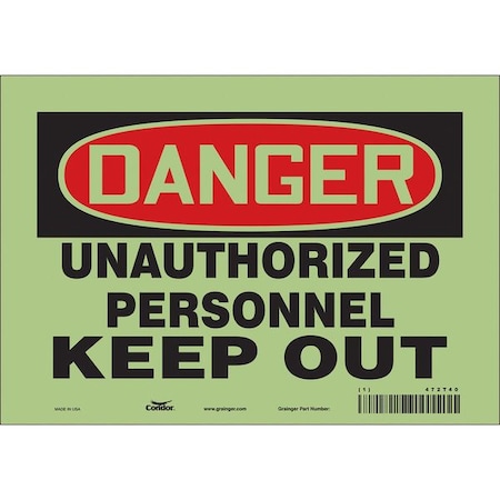 Condor Safety Sign, 7 in H, 10 in W, Glow Vinyl, Vertical Rectangle, English, 472T40 472T40