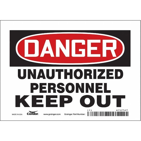 Condor Safety Sign, 5 in Height, 7 in Width, Vinyl, Horizontal Rectangle, English, 472T47 472T47