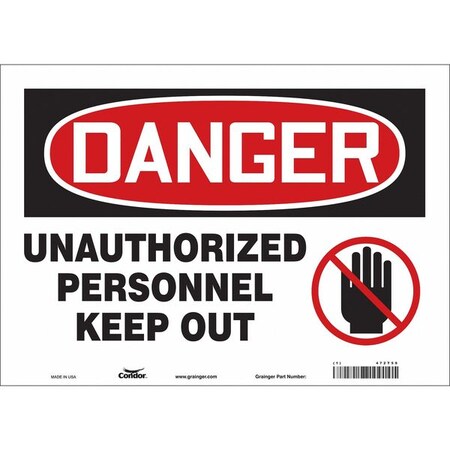 Condor Safety Sign, 10 in Height, 14 in Width, Vinyl, Horizontal Rectangle, English, 472T59 472T59