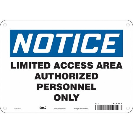 Condor Safety Sign, 7 in Height, 10 in Width, Polyethylene, Vertical Rectangle, English, 472U97 472U97