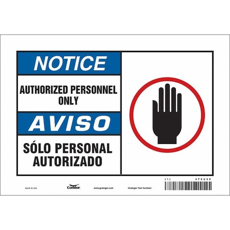 Condor Safety Sign, 7 in H, 10 in W, Vinyl, Vertical Rectangle, English, Spanish, 472U28 472U28